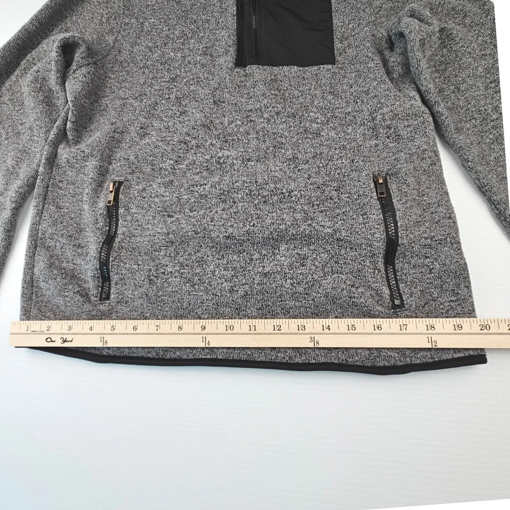 Aeropostale Mens Quarter Zip Fleece Pullover Gray Marl Pocket Jacket Size M